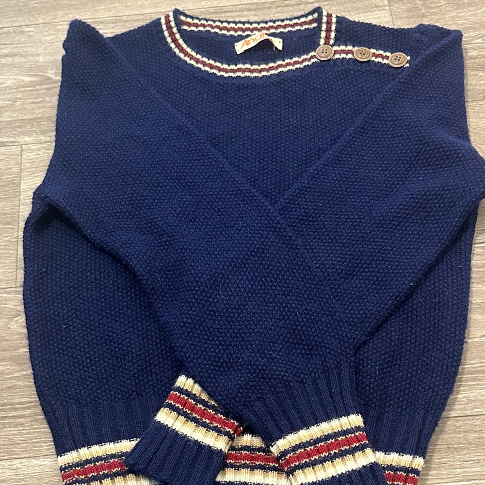Pandora Vintage Navy Sweater with Red and White Stripes - Picture 9 of 13